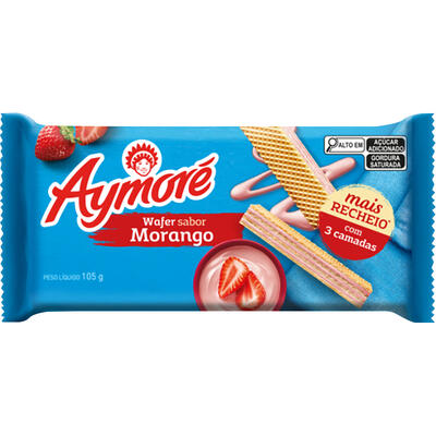 Biscoito Wafer Aymoré Morango 105g