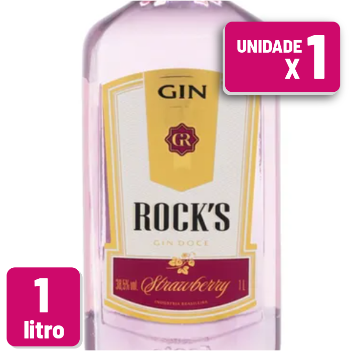 Gin Rocks Strawberry Garrafa Vidro 1L