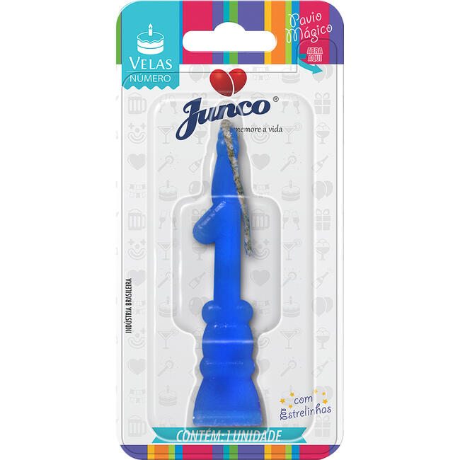 Vela Aniversário Junco Azul Nº1 un
