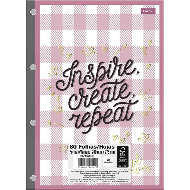 Caderno Argolado Pink Foroni 80 folhas un