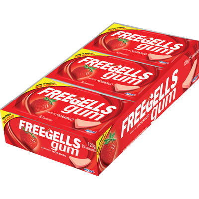 Chiclete Freegells Gum Morango 15 un