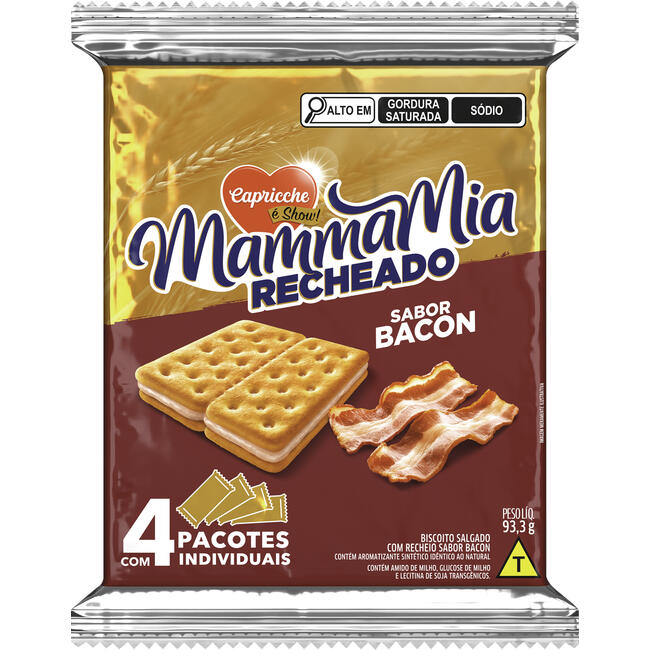 Biscoito Recheado Mamma Mia Bacon 93,3g