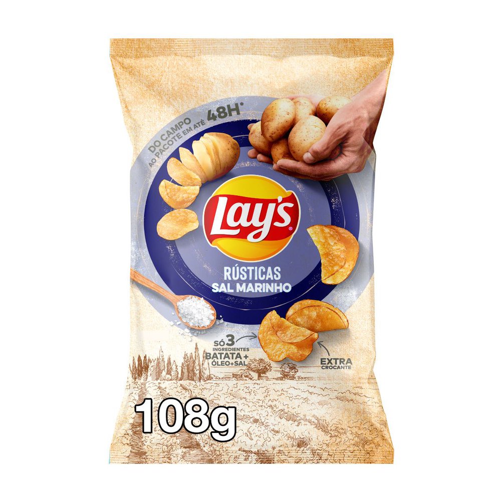 Batata Lays Rústicas com Sal Marinho 108g