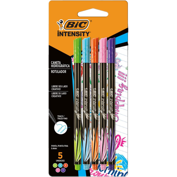 Caneta Bic  Com 5 Canetas - Intensity Pastel