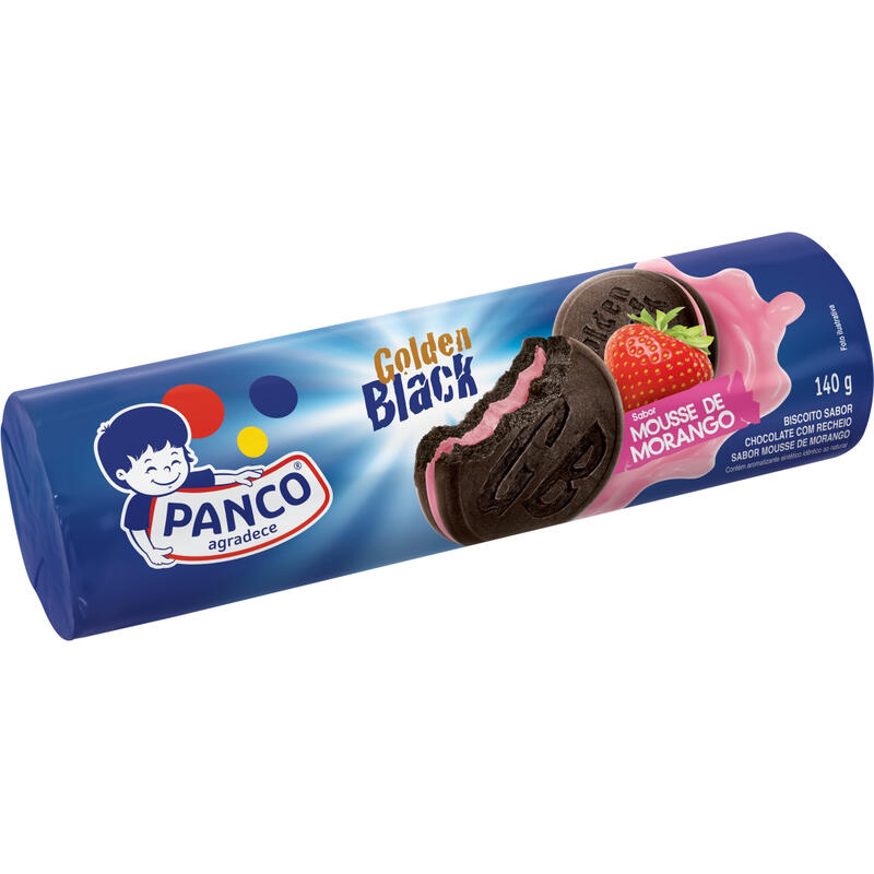 Biscoito Recheado Panco Black Mousse Morango 140g