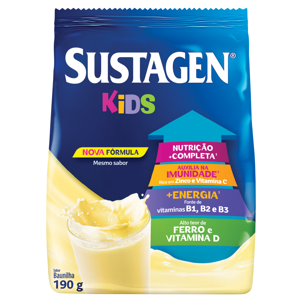 Pó para Preparo de Bebida Baunilha Sustagen Kids Pacote 190g