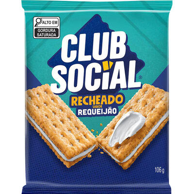 Biscoito Salgado CLUB SOCIAL Recheado Requeijao multipack 106g