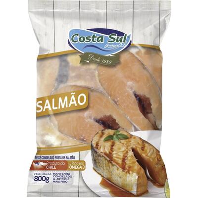 Peixe Salmão em Posta Costa Sul Congelado 800g