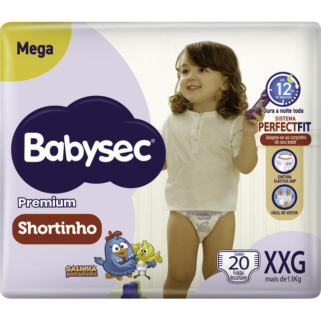 Fralda Descartável Shortinho Babysec Premium XXG Megapacote 20 Unidades