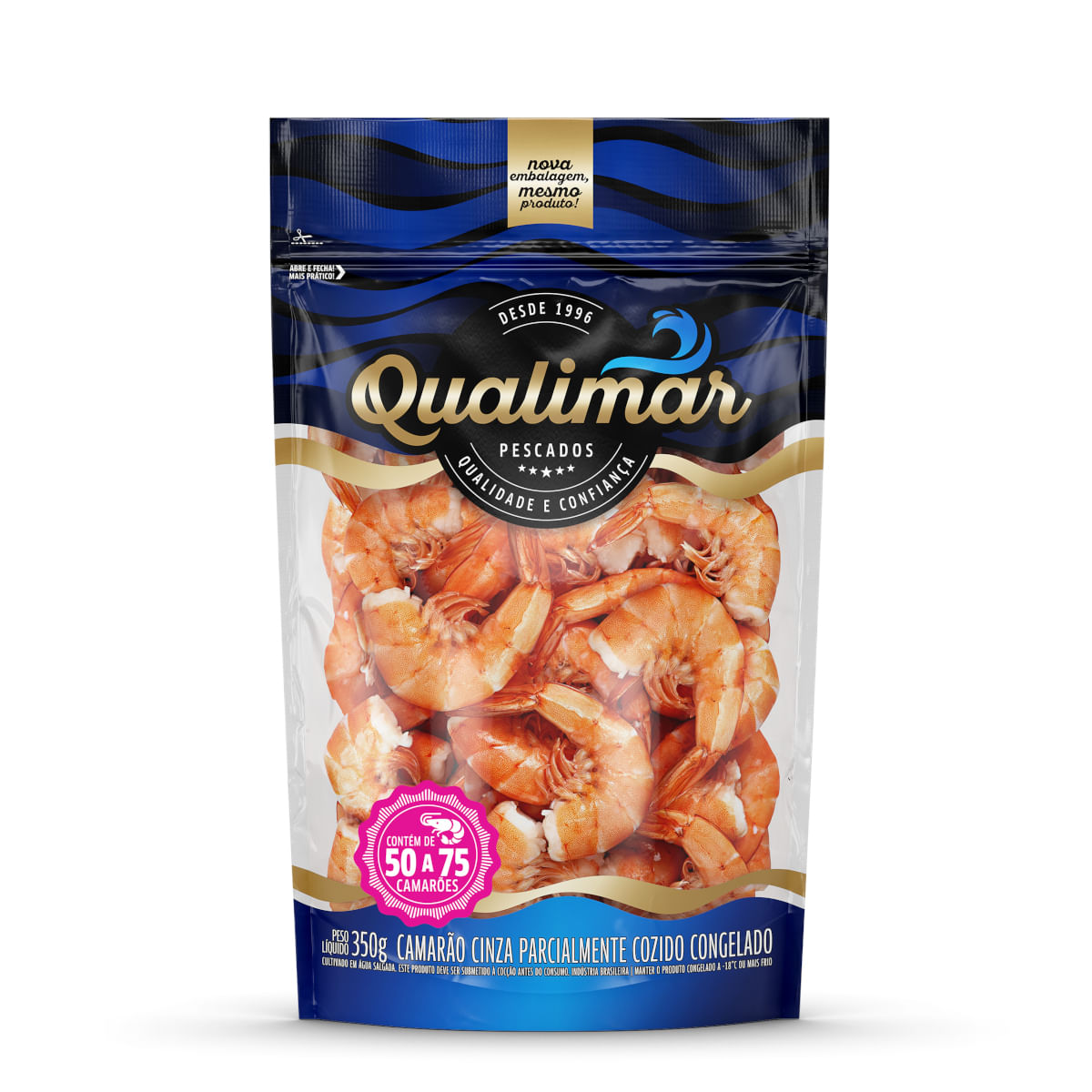 Camarão QUALIMAR Cozido 50 a 75 Peças Congelado 350g