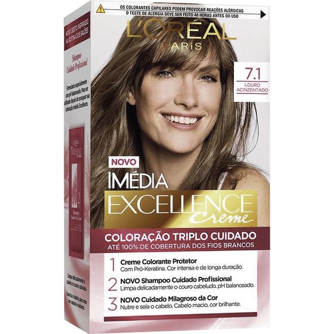 Tintura Permanente Imédia Excellence L’oréal Paris 7.1 Louro Acinzentado