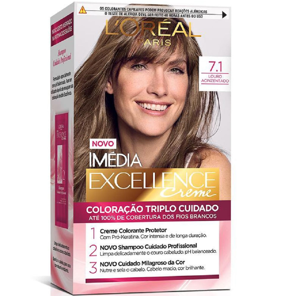 Tintura Permanente Imédia Excellence L’oréal Paris 7.1 Louro Acinzentado