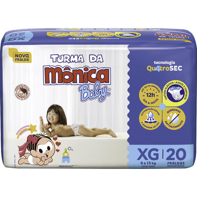 Fralda Descartável Turma da Mônica Jumbo XG 20 un