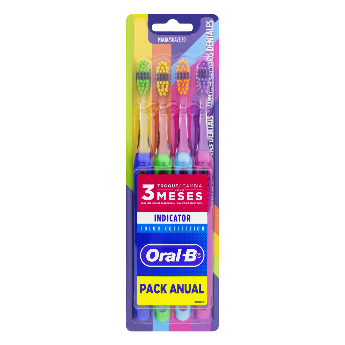 Escova Dental Macia Oral-B Indicator Color Collection 4 Unidades
