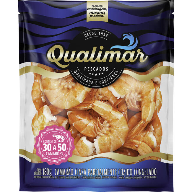 Camarão Qualimar 180g - Sem Casca - Cozido - De 30 a 50 Camarões