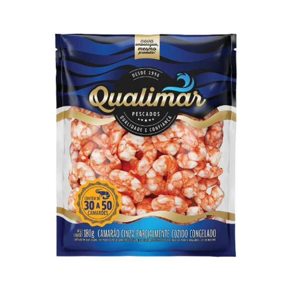 Camarão Qualimar 180g - Sem Casca - Cozido - De 30 a 50 Camarões