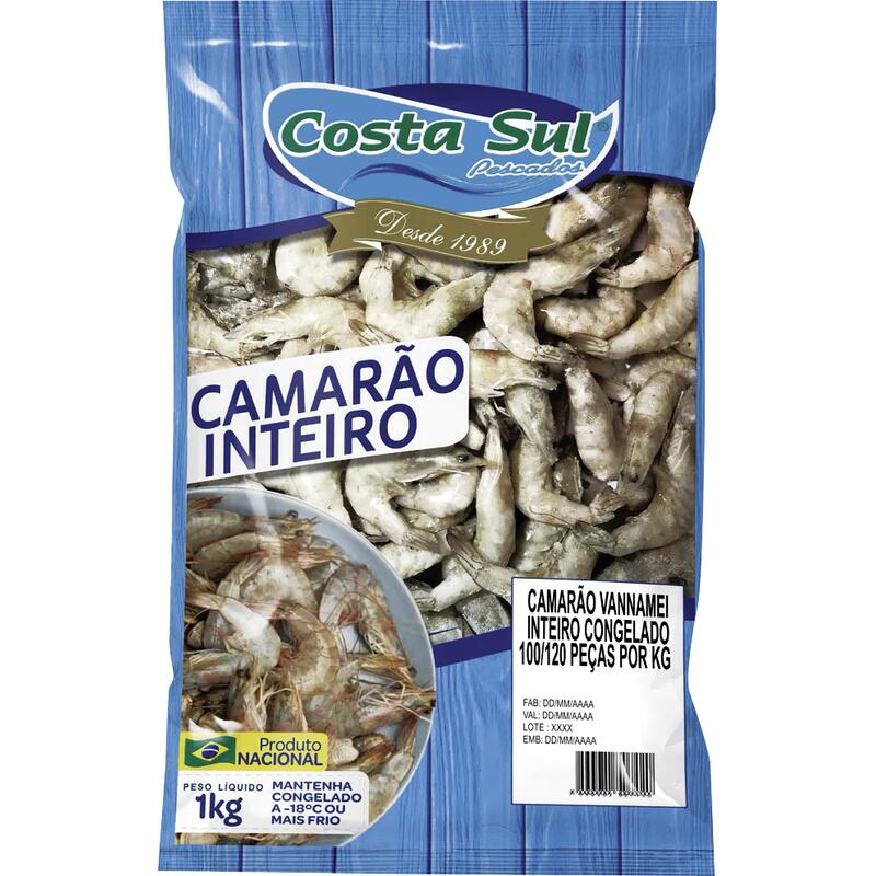 Camarão Inteiro IQF Costa Sul Congelado 1kg