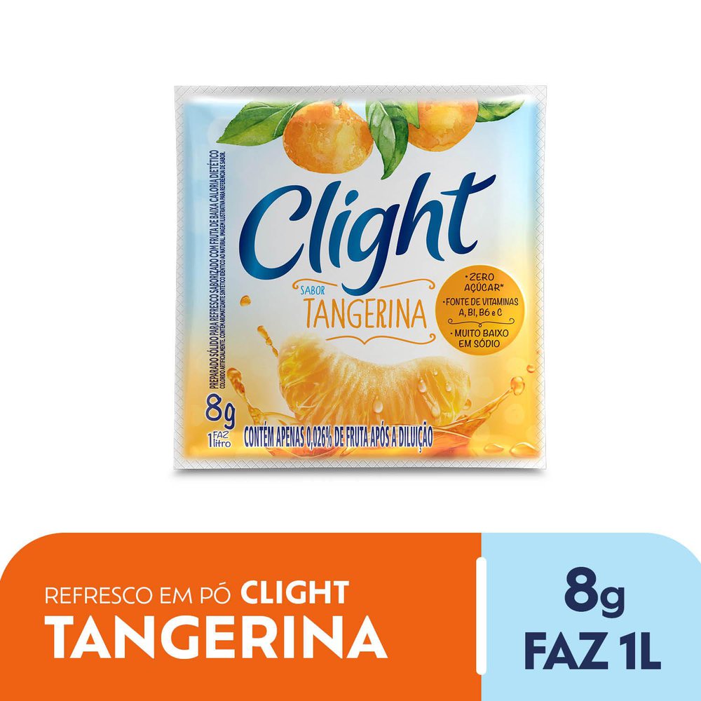 Refresco em pó Clight Sem Açúcar Tangerina 8g