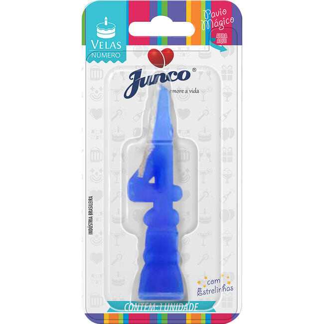 Vela Aniversário Junco Azul Nº4 un