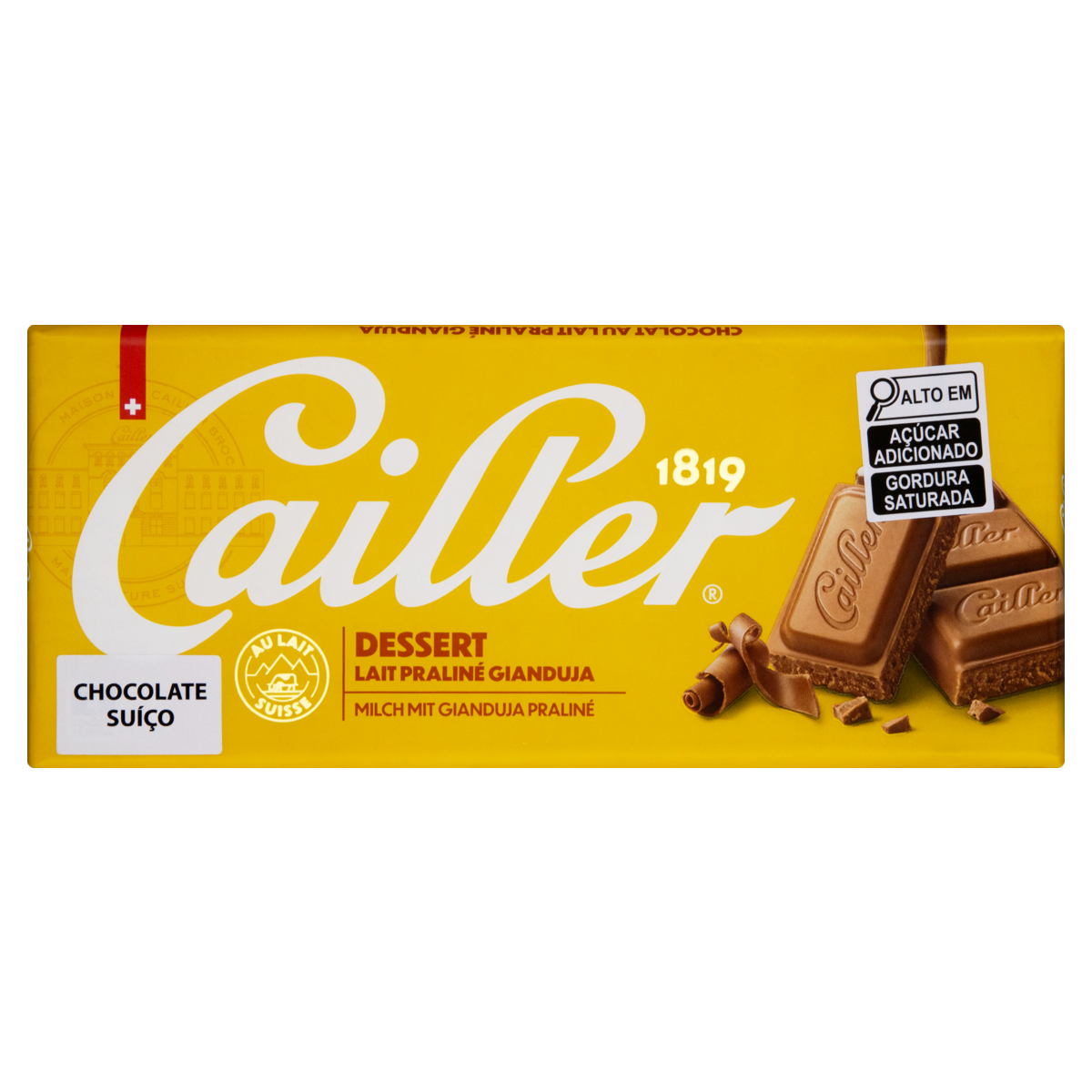 Chocolate Suíço ao Leite 25% Cacau com Gianduia de Avelãs Cailler Dessert Cartucho 100g