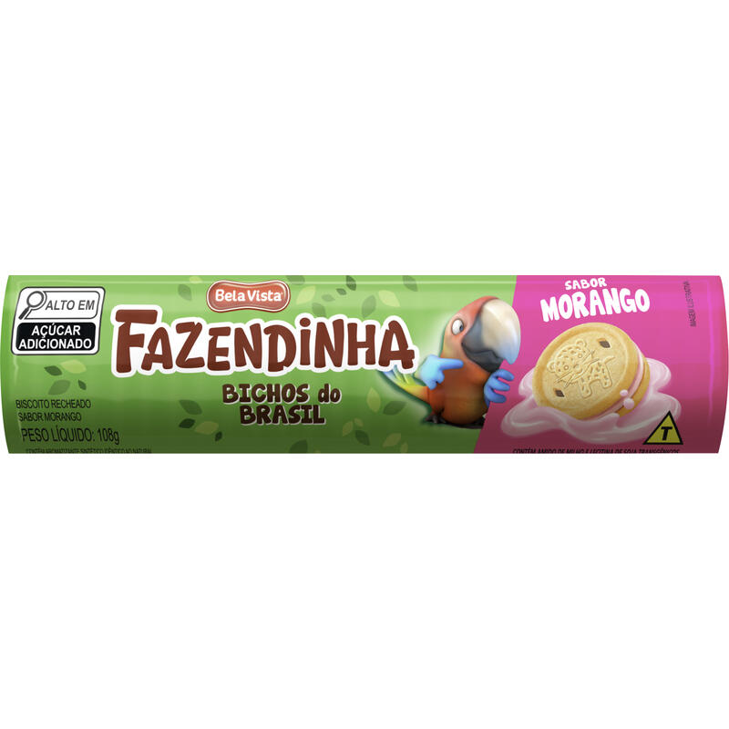 Biscoito Recheado Fazendinha Morango 108g
