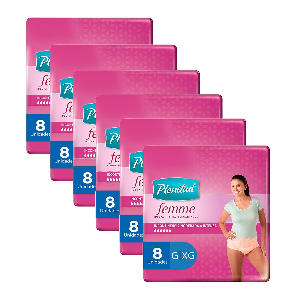 Kit Roupa Íntima Descartável Plenitud Active G/XG Pacote 8 Unidades - Leve 6 pague 5