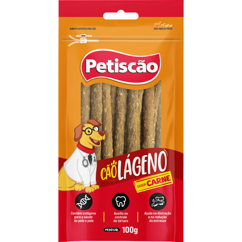 Palito para Cães Carne Petiscão Cãolágeno 100g