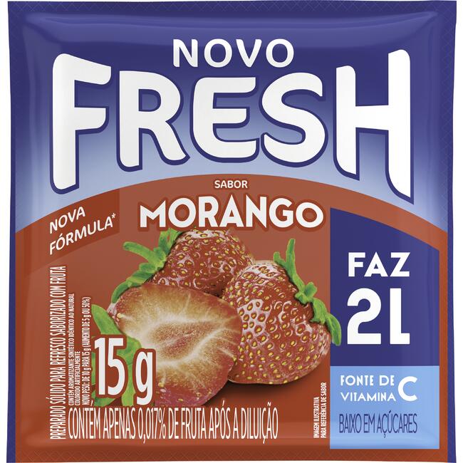 Refresco em Pó Morango Fresh Pacote 15g