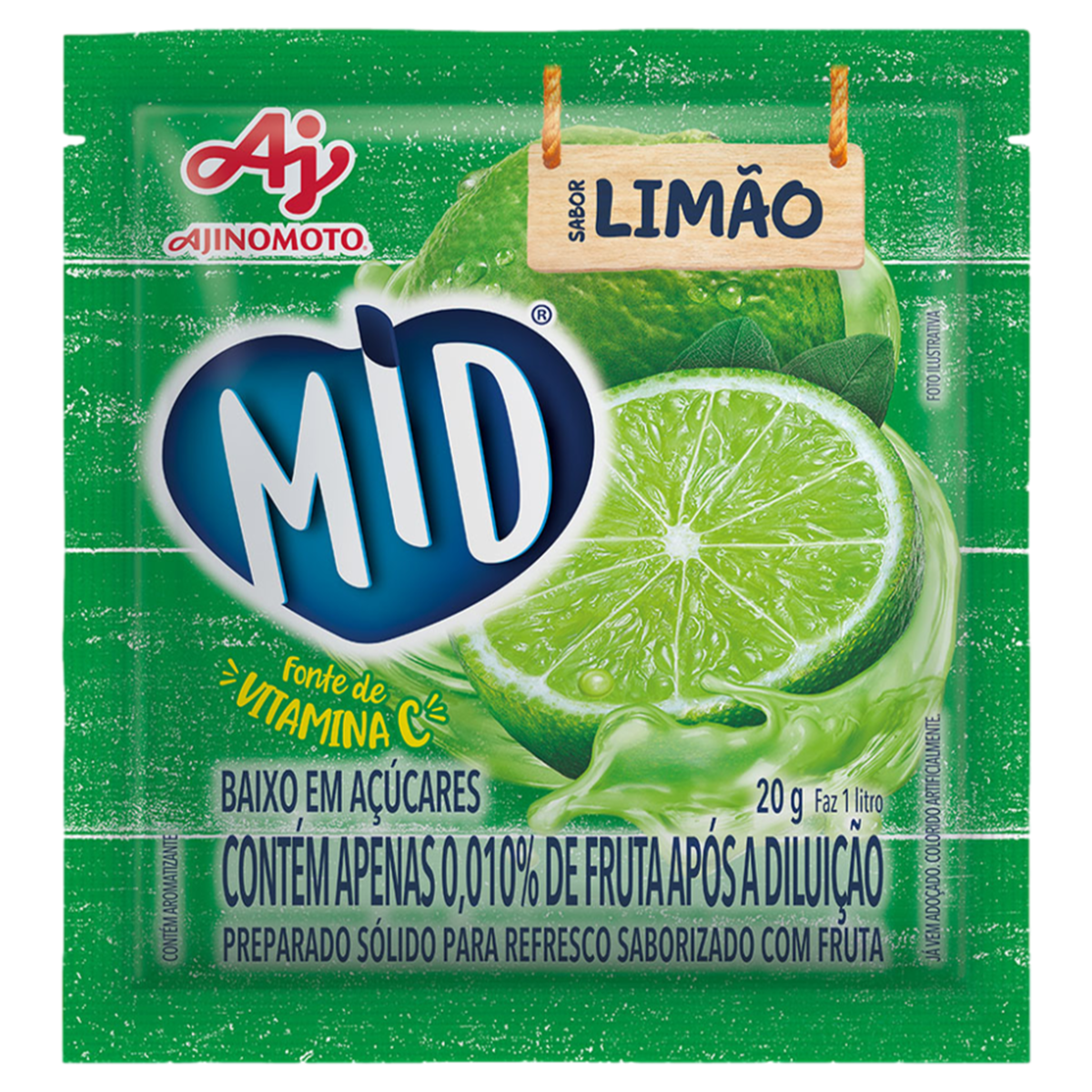 Refresco em Pó Limão Mid Pacote 20g