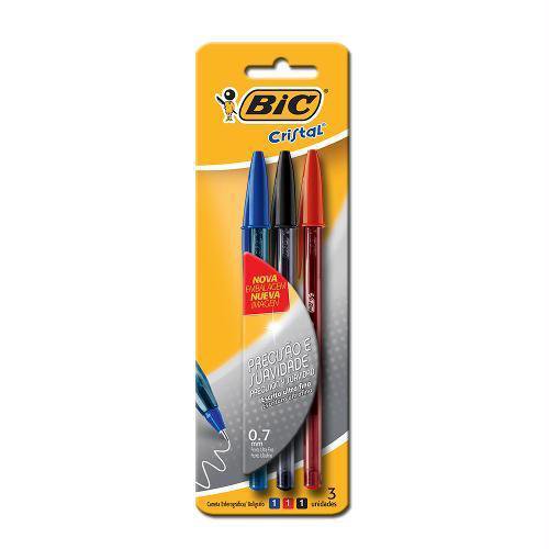 Caneta Esferográfica Bic Cristal Ultrafina 3 Unidades