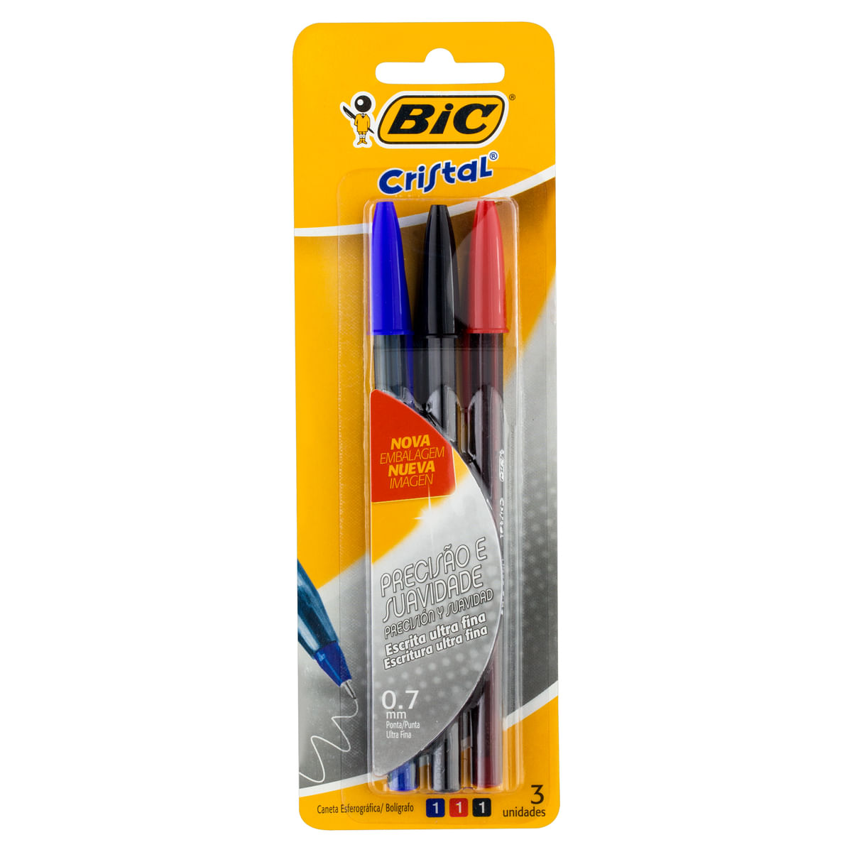 Caneta Esferográfica Bic Cristal Ultrafina 3 Unidades