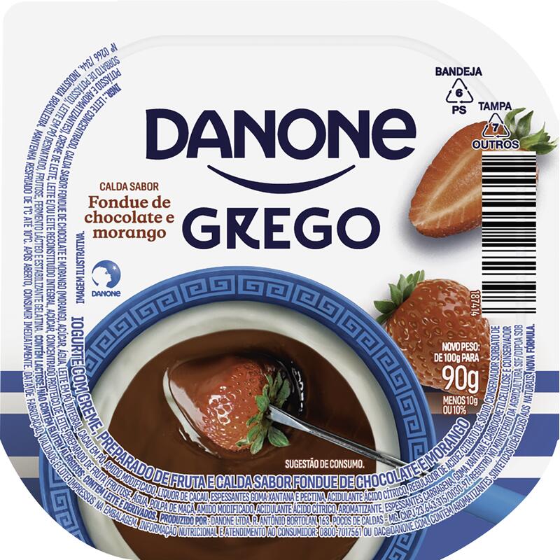 Iogurte DANONE Grego Fondue de Chocolate e Morango 90g