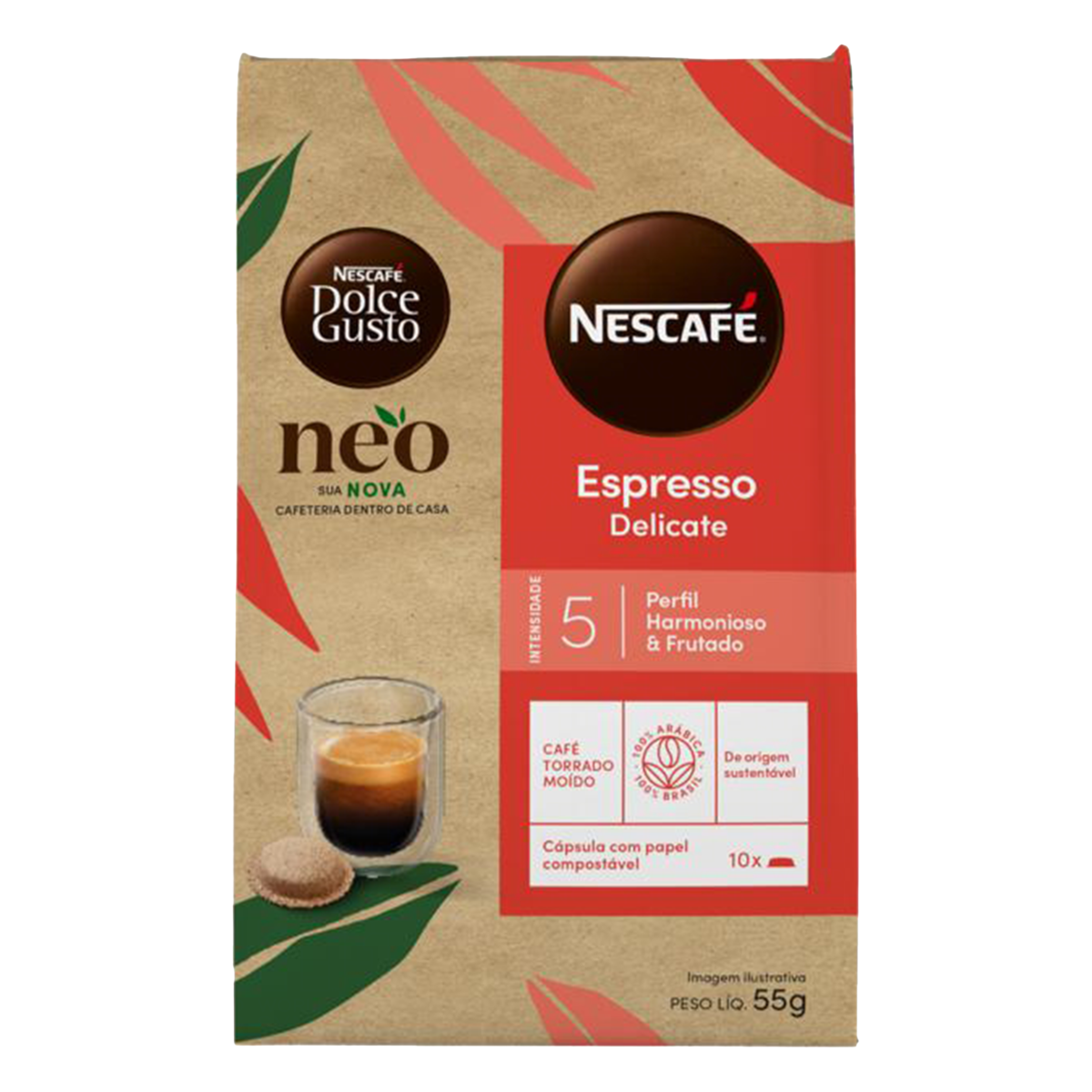 Café em Cápsula Torrado e Moído Espresso Delicate Nescafé Dolce Gusto Pacote 55g 10 Unidades