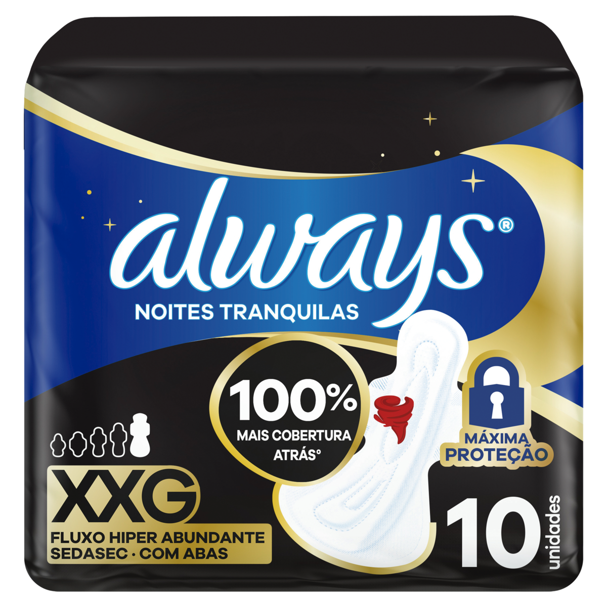 Absorvente Higiênico ALWAYS Suave Fluxo XXG com Abas 10 unidades