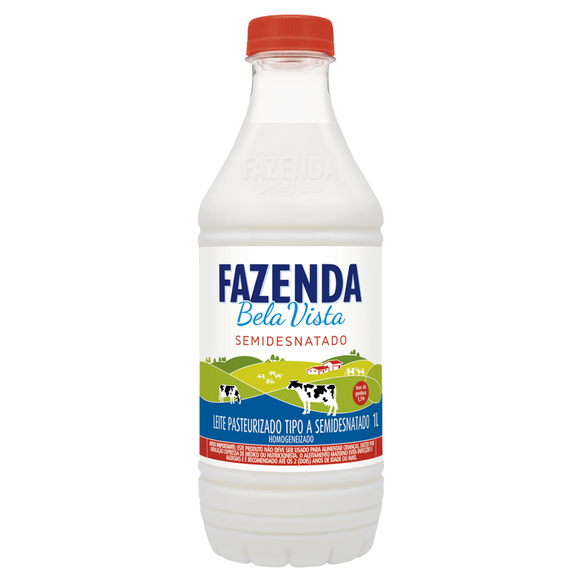 Leite Pasteurizado Homogeneizado Tipo A Semidesnatado Fazenda Bela Vista Garrafa 1l