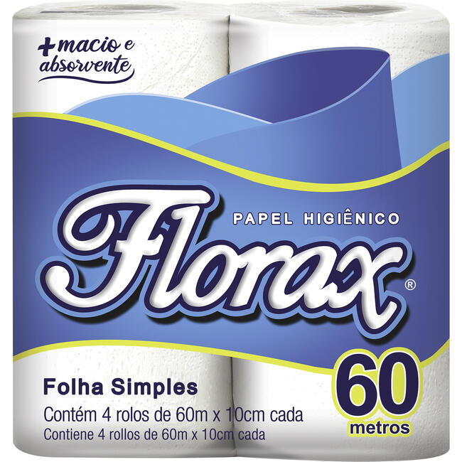Papel Higiênico Florax Folha Simples - 60m 4 rolos