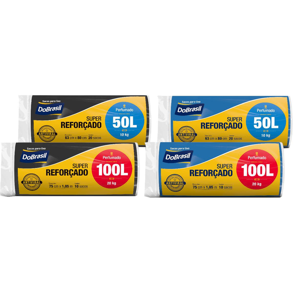 Saco para Lixo DOBRASIL Perfumado Preto com 20 Unidades 50L