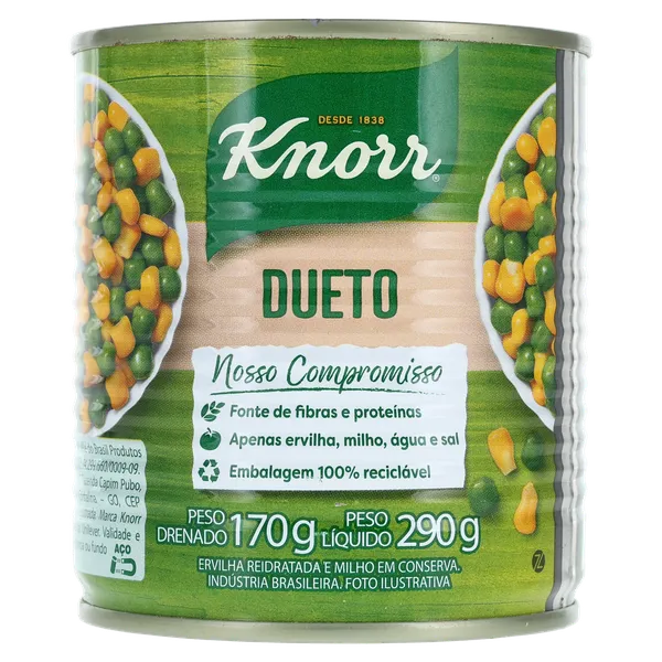 Dueto em Conserva Knorr 170g - Ervilha e Milho Verde - Lata