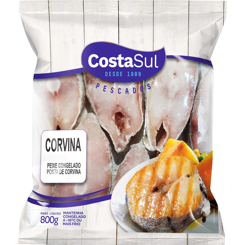 Peixe Corvina em Posta Costa Sul Congelada 800g