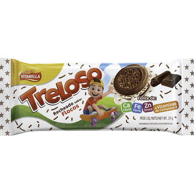 Biscoito Recheado Treloso Flocos 37g