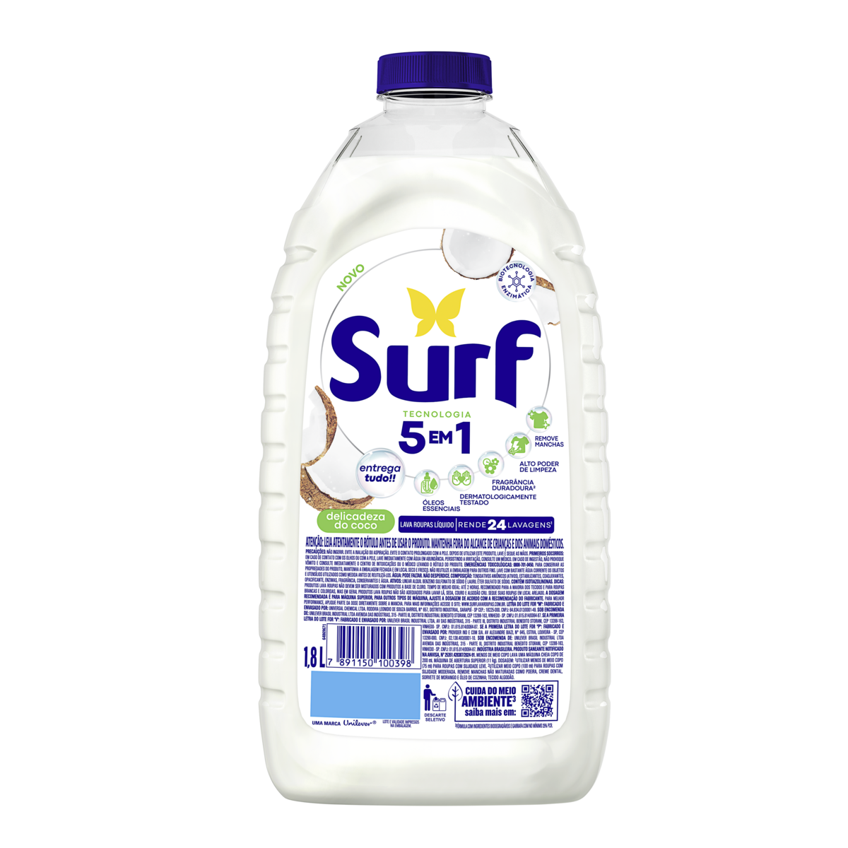 Lava-Roupas Líquido Cuidado do Coco Surf Frasco 1,8l