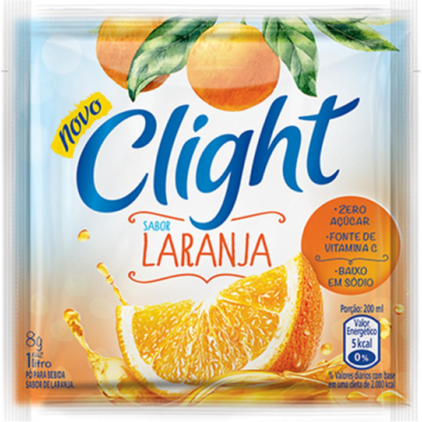 Refresco em pó Clight Sem Açúcar Laranja 8g