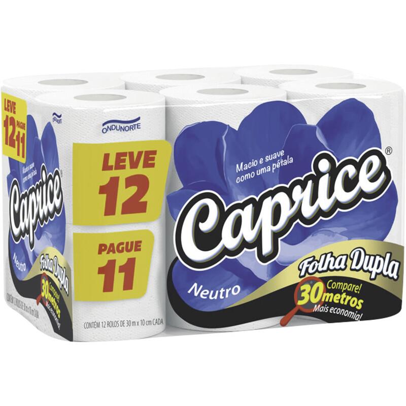Papel Higiênico Caprice Folha Dupla - 30m 12 rolos