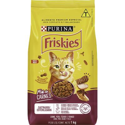 Ração Friskies 1kg - Gatos Castrados - Carne