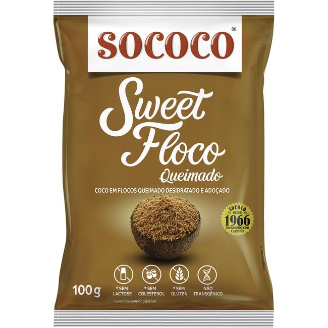 Coco Ralado em Flocos Sococo Queimado 100g