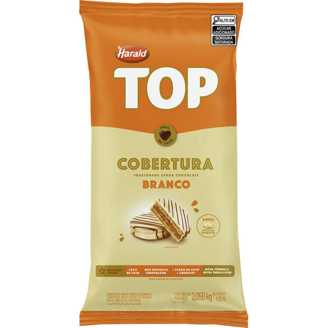 Cobertura de Chocolate em Gotas Harald Top Branco 2,050kg