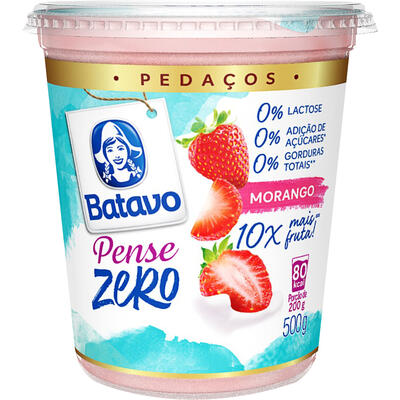 Iogurte Pense Zero Batavo Pedaço Morango 500g