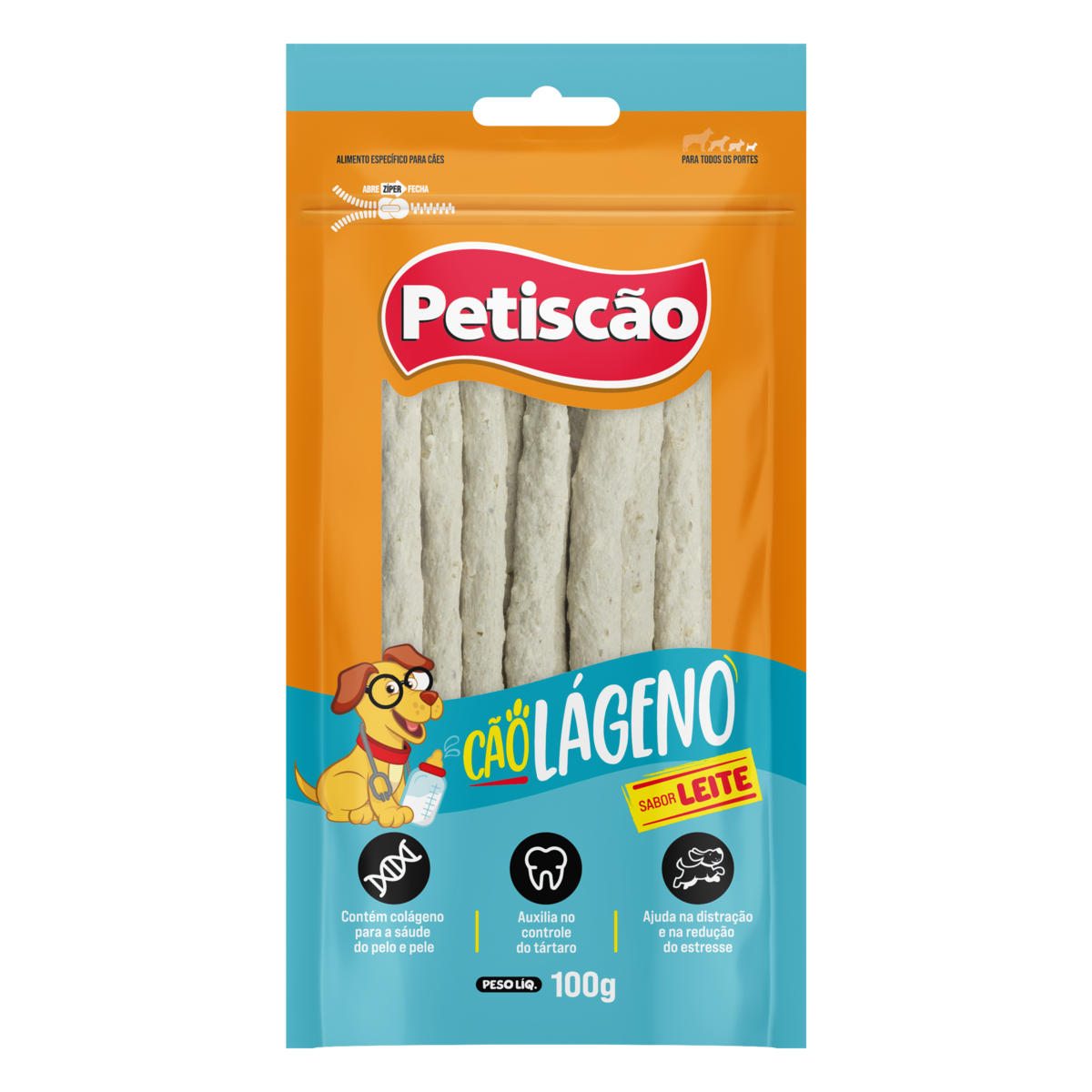 Palito para Cães Leite Petiscão Cãolágeno 100g