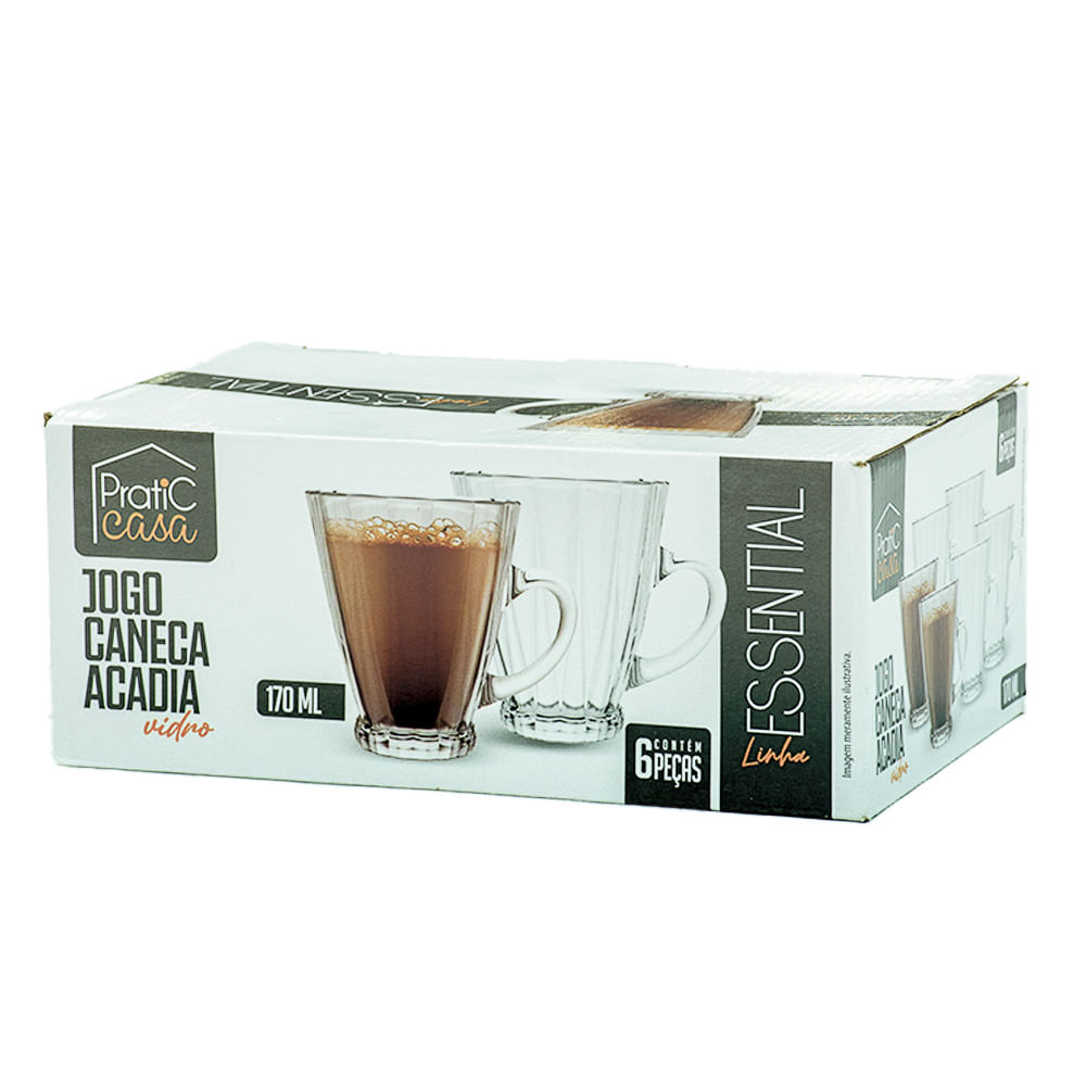Jogo Pratic Casa Caneca 6 Peças Vidro 170 Ml Un