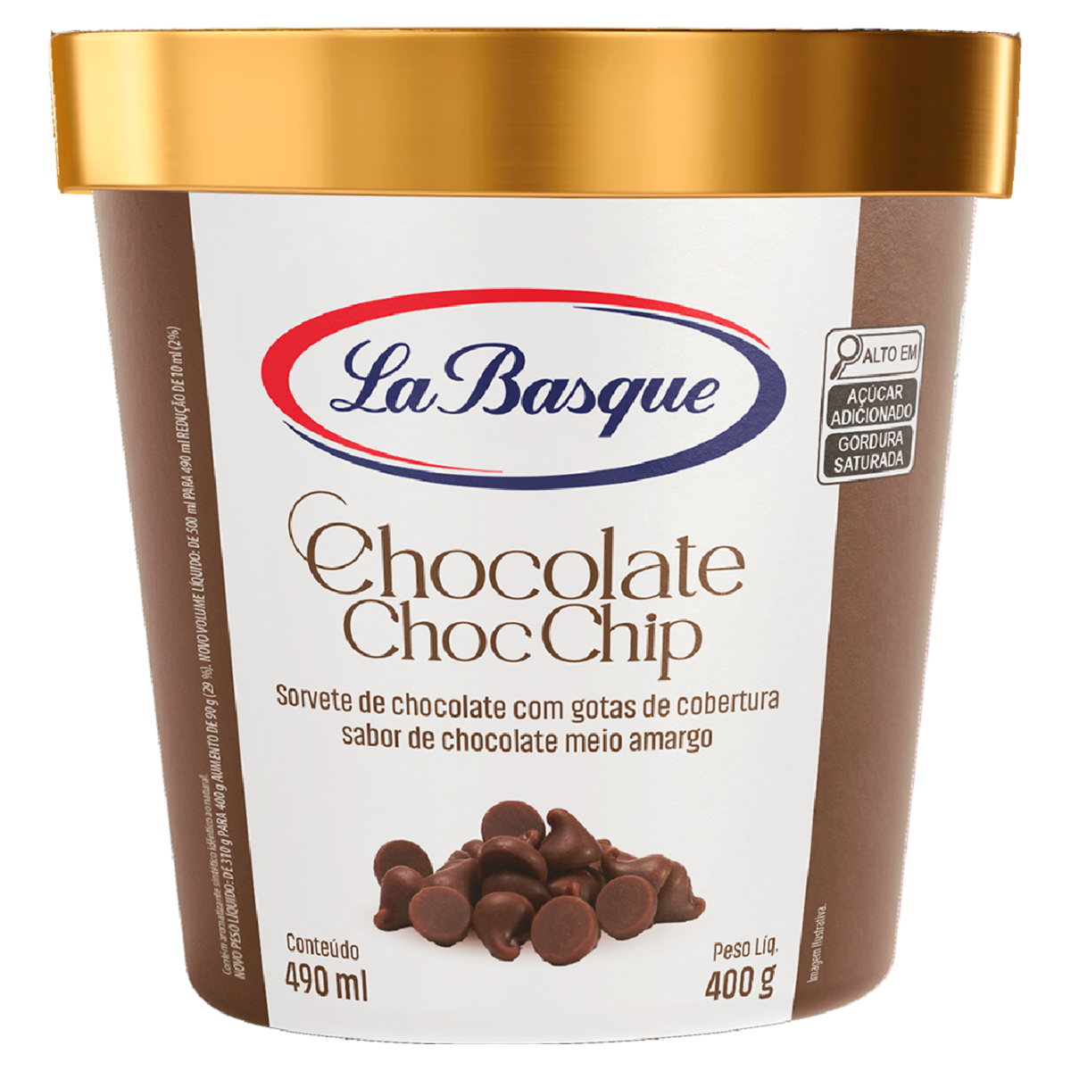 Sorvete Chocolate Choc Chip La Basque Premium Ice Cream Pote 490ml